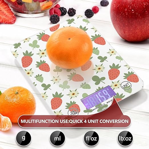 Food Scale Kitchen Scale for Baking Cooking Digital Food Weighing Measuring Scale Small Waterproof Electric Food Scale Strawberry