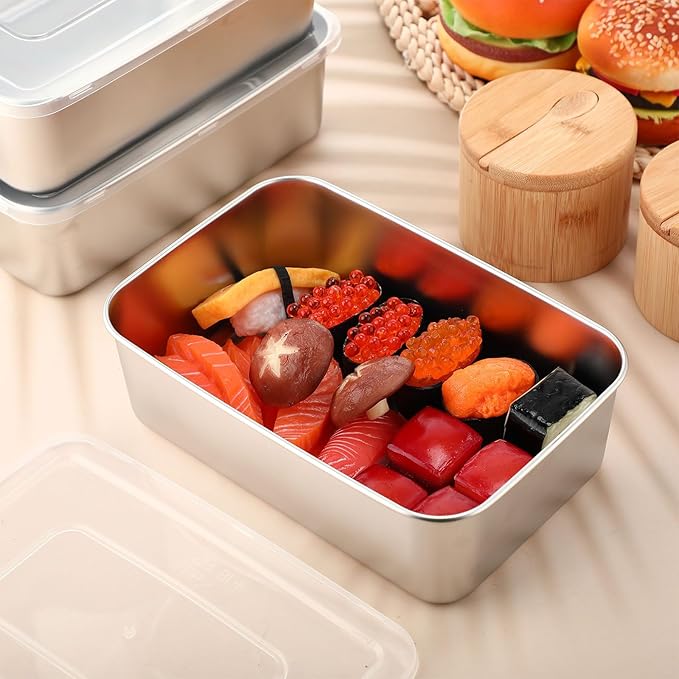 12 Pcs Stainless Steel Food Storage Containers with Lids, 54 Oz Metal Lunch Bento Box Reusable Stackable Meal Prep Container for Kitchen Picnic Travel, Freezer& Dishwasher Safe
