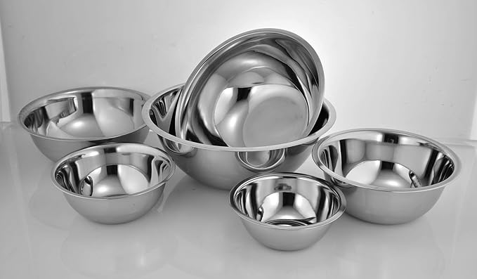 AVADOR Premium Stainless Steel Mixing Bowls, Set of 6 Brushed Stainless Steel Mixing Bowl Set, Easy To Clean, Space Saving, Great for Cooking, Baking, Prepping (6 pc Mixing Bowl)