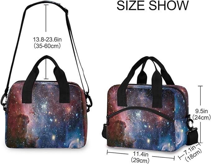 Galaxy Insulated Lunch Bag Reusable Lunch Tote Bag Cooler Bag for Women Men Adult Lunch Box with Adjustable Shoulder Strap Leakproof Lunch Bag for Work School Picnic Camping