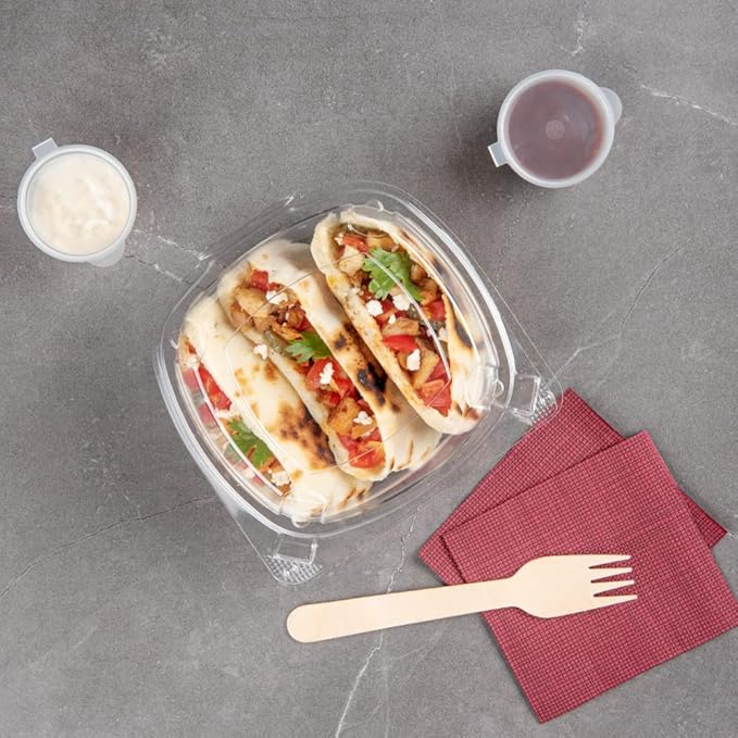 Restaurantware Thermo Tek 18.6 Ounce Clamshell Containers 100 Anti-Fog To Go Food Containers - Freezable Rectangle Clear Plastic Food Packaging Containers Disposable