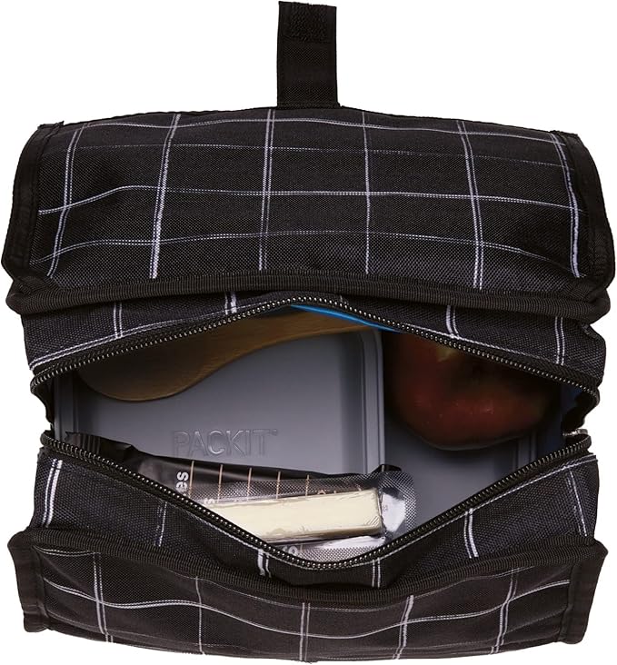 Freezable Lunch Bag, Black Grid