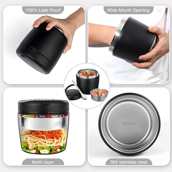 Thermo for Hot Food 32OZ Soup Thermo for Adults Vacuum Insulated Stainless Steel Food Jar Wide Mouth Leakproof Lunch Containers with Spoon for School Office