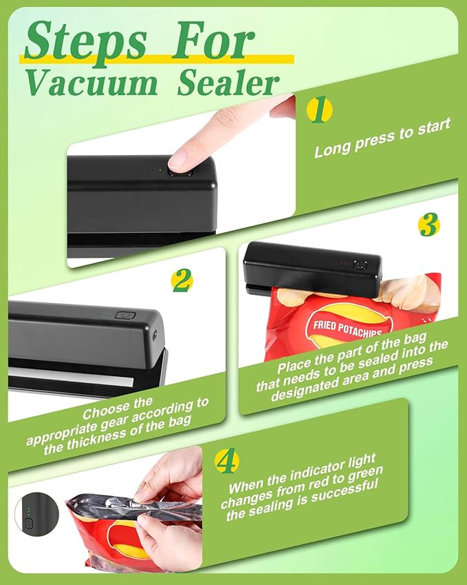 Mini Bag Sealer with 3000mAh Rechargeable Battery – Portable Heat Sealer for Snack, Chip & Food Storage Bags – Compact & Easy to Use for Home & Travel