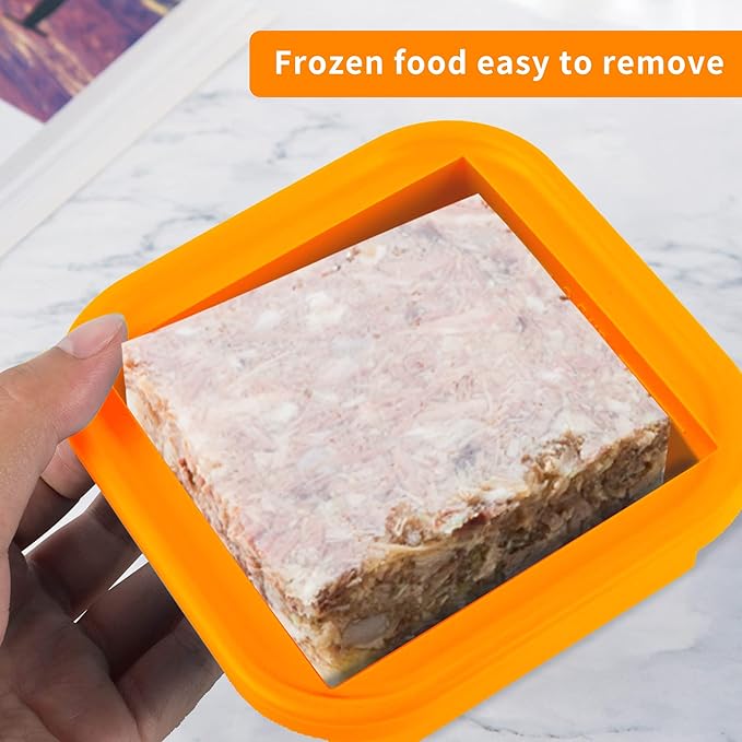 Silicone Freezing Tray with Lid - 2-Cup 4 Pack Freezer Containers,Make 1 Perfect Freezing,Storing Soups, Foods, Stews, Dips or Sauces Simple and Convenient Color Orange