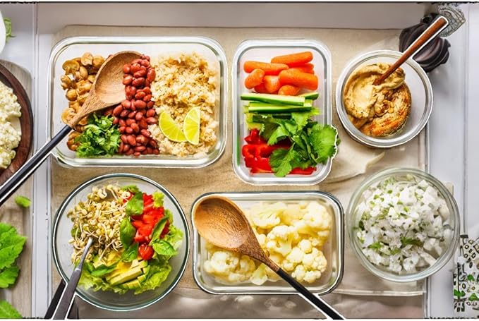 24-Pcs glass food containers set(12 Airtight, Freezer and Microwave Safe Food Storage Containers and 12 Lids), Glass Meal Prep Containers,BPA-free. Microwave,freezer,oven and Dishwasher safe.
