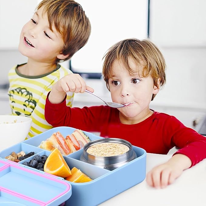 Bento Lunch Box for kids With 8oz Soup Thermo,Leak-proof Lunch Containers with 4 Compartment,Thermo Food Jar, BPA Free,Travel, School