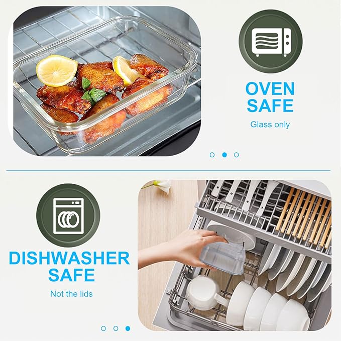 30 Pieces Glass Food Storage Containers Set, Glass Meal Prep Containers Set with Snap Locking Lids, Airtight Glass Lunch Containers, Microwave, Oven, Freezer & Dishwasher, Blue