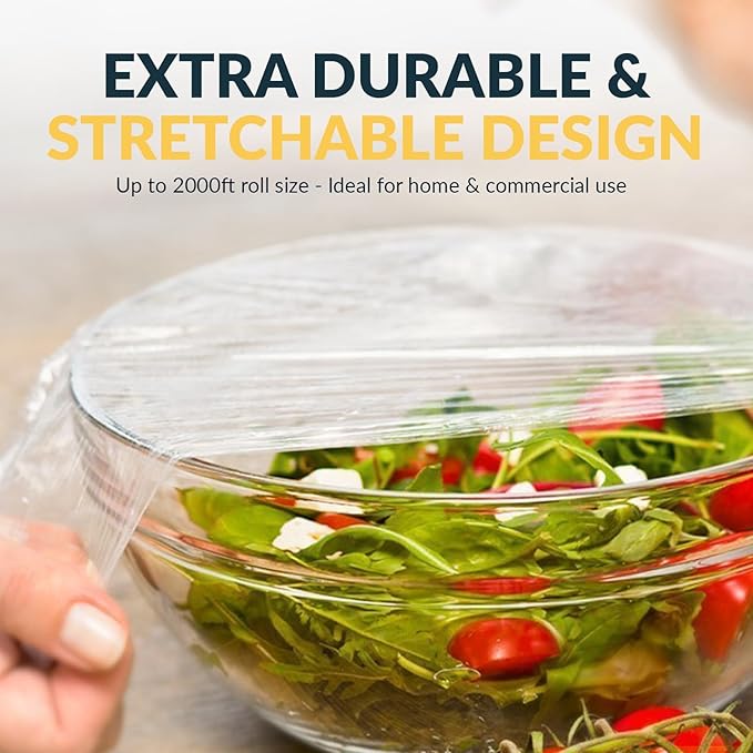 PAMI Clear Plastic Wrap for Food 12" X 2000ft, Bpa-Free Restaurant Plastic Wrap with Dispenser Box for Home and Commercial Food Wrap