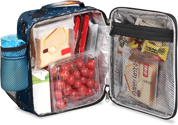 Fire Baseball Kids Lunch Box Baseball Sport Insulated Lunch Bag Tote for Girls Boys Cooler Freezable Meal Prep Bag with Shoulder Strap Waterproof Lunch Container for School Office Picnic