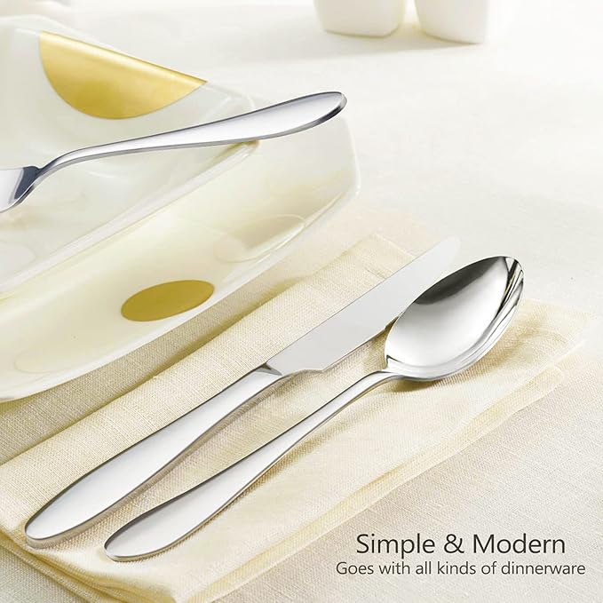 HaWare Silverware Set, 10-Piece Flatware Set, Stainless Steel Cutlery Set for Couples/Singles/Students, Service for 2, Mirror Polished, Dishwasher Safe