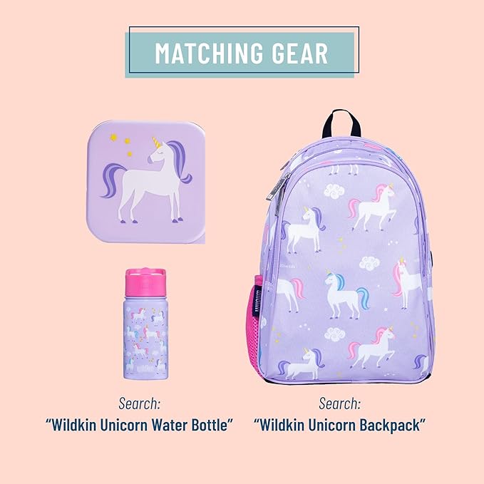 Wildkin Nesting Food Containers for Kids – Stackable, Airtight & Dishwasher Safe - Set of 3 - Unicorn