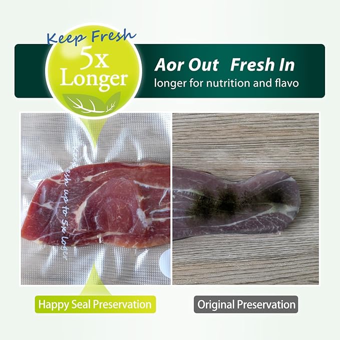 Happy Seal Vacuum Sealer Bags 6" x 10" 130 Pint Size for Food, Pre-cut Food Saver Airtight Vac Storage, Meal Prep or Sous Vide, Commercial Grade Vacuum Seal Freezer Bags