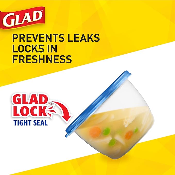 Glad Medium Square Food Storage Containers for Everyday Use | Medium Square Food Storage Containers Hold up to 25 Ounces of Food (25 Oz) |5 Count, Standard Food Containers (Pack of 4)