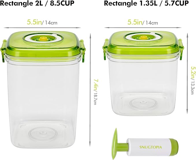 Vacuum Seal Food Storage Containers - Fresh Save, Keep Dry for for Grains, Pet Food & Bulk Buying - 2 Pcs +1 Pc, BPA Free, Leak Proof - Dishwasher, Freezer & Microwave Safe