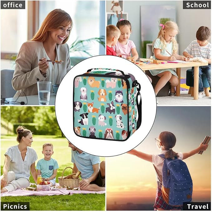 Cute Dogs Lunch Bag Personalized Lunch Bag Gifts Insulated Lunch Bag Reusable Lunch Box Picnic Travel Lunch Tote Bag Snack Bag