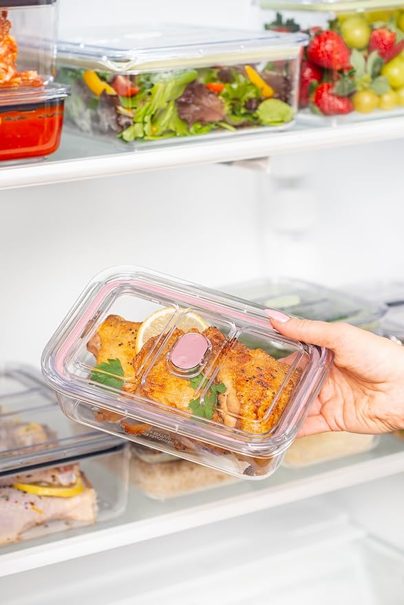 Prepara LatchLok Click 6.4 Cup Food Storage Container, Set of 2, Rose