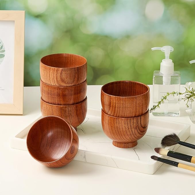 6 Pcs Wood Facial Mask Mixing Bowl Bulk, 3.54 Inch Wooden Facial Bowls Esthetician Supplies for Women DIY Skincare Products Home Salon