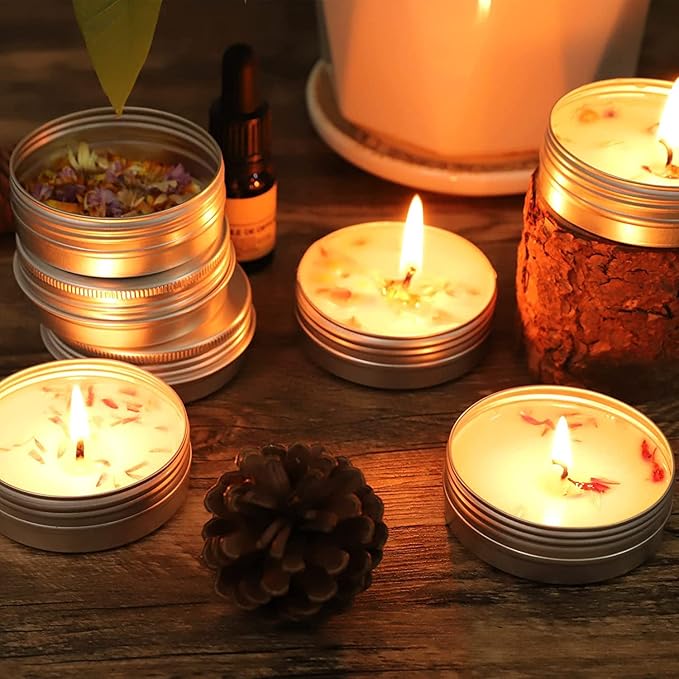 102 Pack Round Cans with Screw Lid 1 Oz Aluminum Metal Tins DIY Food Candle Containers for Lotion Bars, Balms, Salve, Spices, Beard Balm, Crafts with 4 Markers 5 Sheets Label Stickers (Silver)