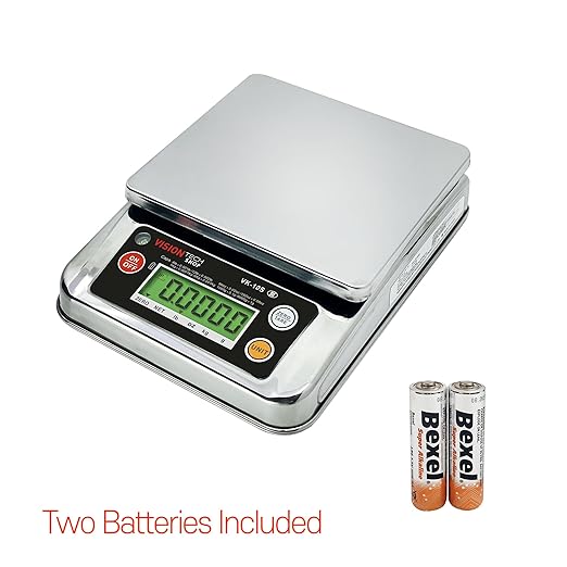 VisionTechShop VK-10S 0.1g Premium Food Kitchen Scale, Lb/Oz/Kg/g Switchable, Stainless Steel Plate Food Scale, Large LCD Display with Backlight, 12lb Capacity, 0.002lb Readability