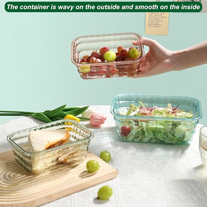 Taiuloo Set of 3 Food Storage Container, BPA Free Salad Bowls with Lids, Salad Lunch Container To Go with Handle, Plastic Meal Prep Storage Containers for Snacks, Fruits, Pink