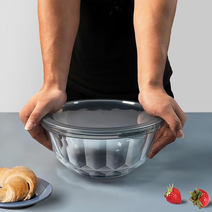 Mixing Bowls with Airtight Lids Sets, 5 Packs Thick Glass Nesting Bowls for Kitchen Baking, Meal Prepping, Bpa Free, Dishwasher Safe, 0.5/0.8/1.6/2.7/4.4 Qt