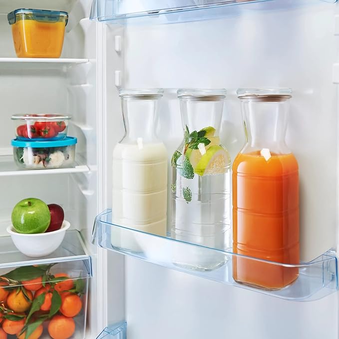 Bormioli Rocco Frigoverre Future Glass Kitchen Storage Containers, Set of 4-25.25 oz & 14.25 oz Food Jars with Lids - Airtight Glass Containers for Pantry Organization, Lunch, Meal Portioning