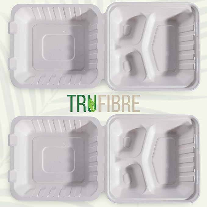 White Disposable Food Containers with Lids, To Go Clamshell, Take Out Boxes for Delivery, Cakes, Desserts, Party Favors, Events, 8x8 50 Pack