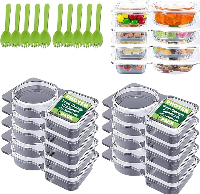 10Set Reusable Snack Containers with Lids,Snack Pack Containers for Portion Control and Meal Prep Lunch Containers for School Office Travel