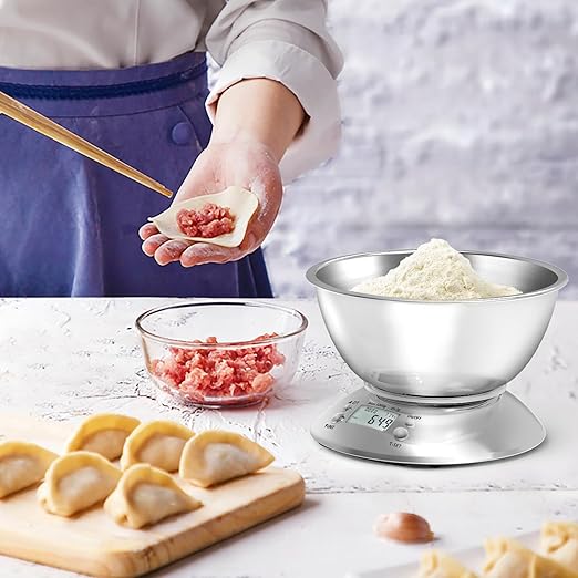 Kitchen Food Scale Digital Weight Grams and Oz,Professional Stainless Steel Digital Kitchen Food Scale 11lb/0.1oz with Bowl for Weight Loss Dieting Baking Cooking