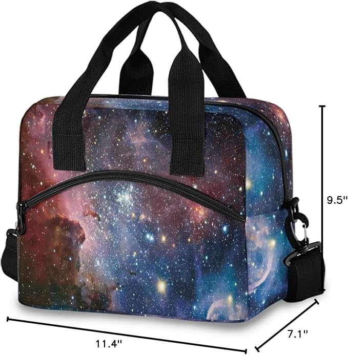Galaxy Insulated Lunch Bag Reusable Lunch Tote Bag Cooler Bag for Women Men Adult Lunch Box with Adjustable Shoulder Strap Leakproof Lunch Bag for Work School Picnic Camping