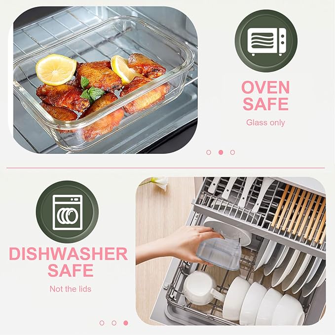 30 Pieces Glass Food Storage Containers Set, Glass Meal Prep Containers Set with Snap Locking Lids, Airtight Glass lunch Containers, Microwave, Oven, Freezer & Dishwasher,Pink