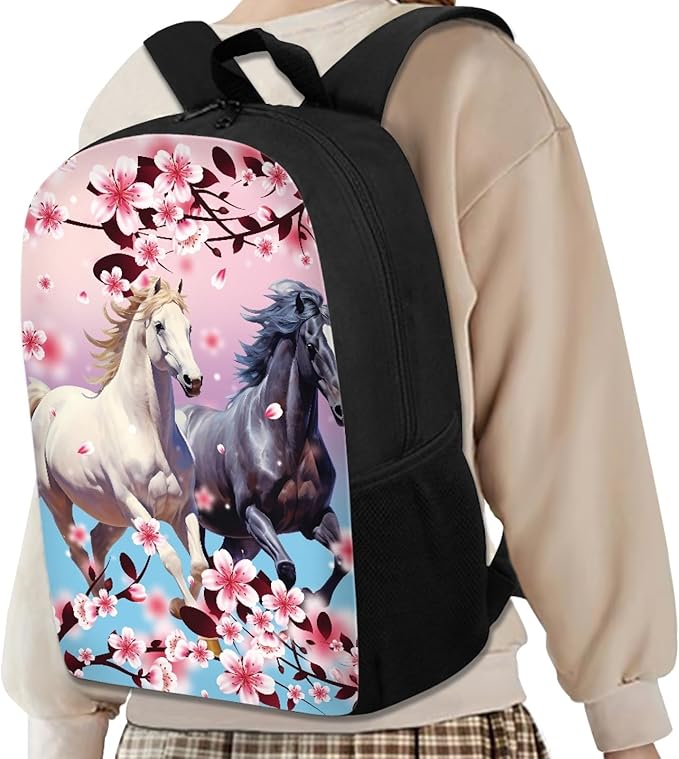 Dolyues Horse Backpack for Boys Girls Backpack Schoolbag for Kids Children Teens Elementary Middle School Bags Waterproof Lightweight Kids Lunch Box and Pencil Case