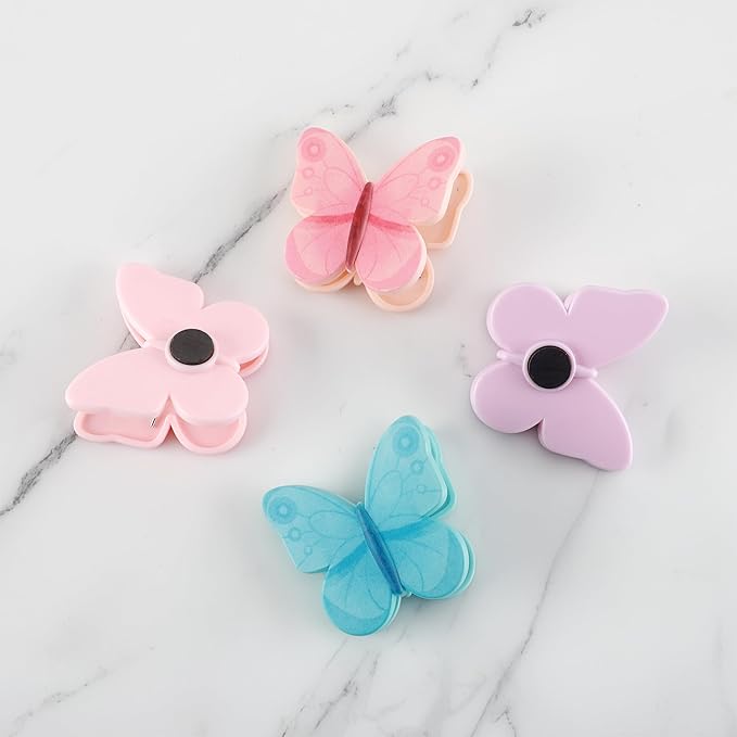 COOK WITH COLOR Cute Magnetic Clips - Funny Snack and Chip Bag Clips for Kitchen and Food Storage - Butterfly, Pack of 8 for Airtight Seal