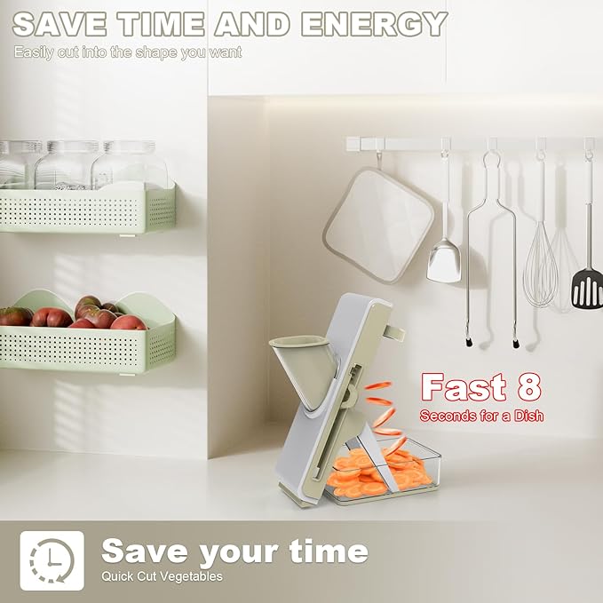Mandoline Slicer for Kitchen, Vegetable & Cucumber Slicer, Easy to Clean Chopping Artifact (White Light Gray)