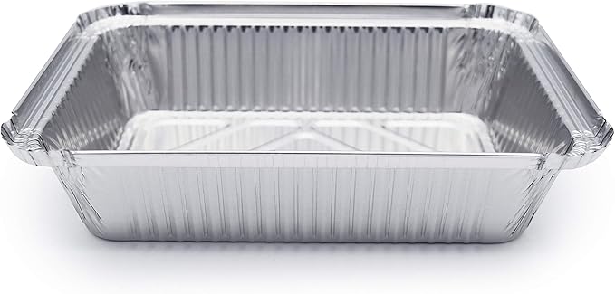 (120 Pack) Premium 2.5-LB Takeout Pans with Lids - 8.6" x 6.1" x 2" l Heavy Duty Disposable Aluminum Foil for Catering Party Meal Prep Freezer Drip Pans BBQ Potluck Holidays