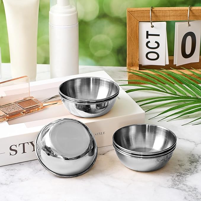 12 Pcs 3. 23 In DIY Face Mask Mixing Bowl Stainless Steel Esthetician Facial Mask Bowl Facial Small Mixing Esthetician Supplies for Lady Women Skincare Home Salon Cosmetic Beauty (Silver)