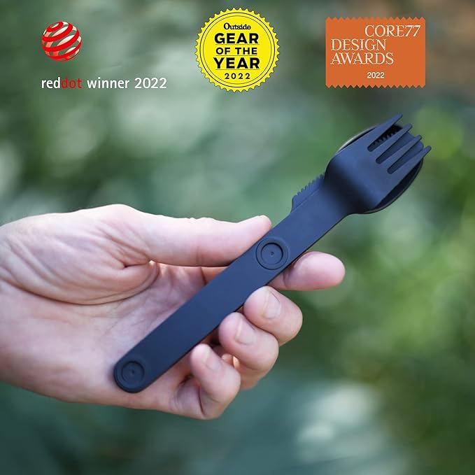 FULL WINDSOR - MAGWARE Magnetic Camping Cutlery Set - Travel Utensils for Camping, Cooking, and Outdoor Dining - Knife, Fork & Spoon- Portable Silverware with Pouch - Fathers Day Gifts - Black (3 PCS)
