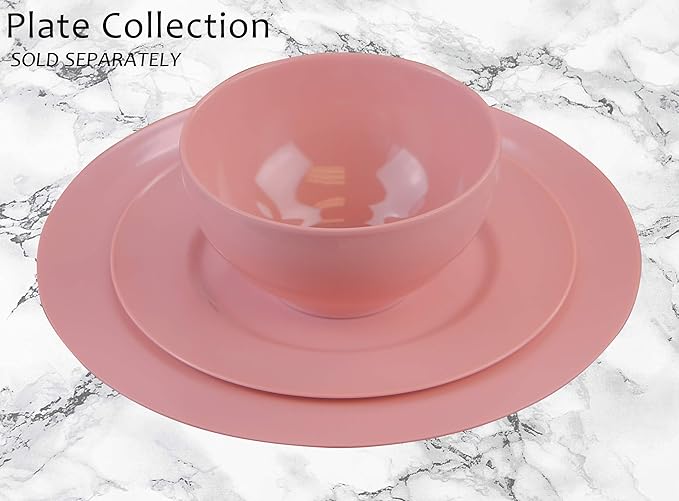 Calypso Basics 100% Melamine Cereal Bowls Set of 6,16 oz, BPA Free, Break-Resistant, Dishwasher Safe, Lightweight Plastic Bowls for Cereal, Soup, Ice Cream, Picnics, Pink by Reston Lloyd