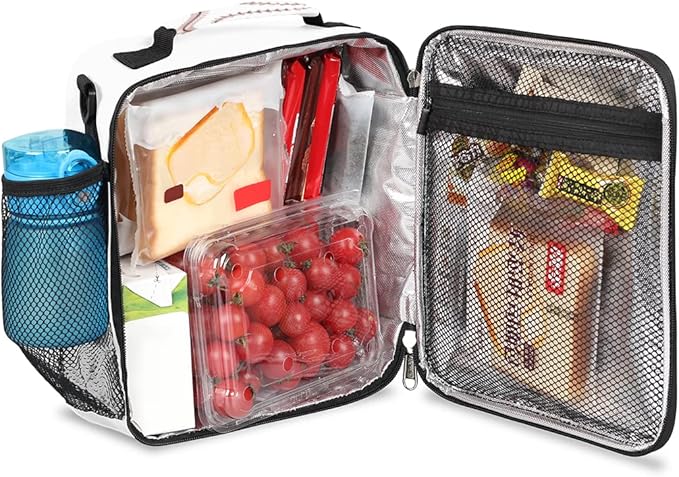 Sport Baseball Kids Lunch Box Baseball Lace Insulated Lunch Bag Tote for Girls Boys Cooler Freezable Meal Prep Bag with Shoulder Strap Waterproof Lunch Container for School Office Picnic