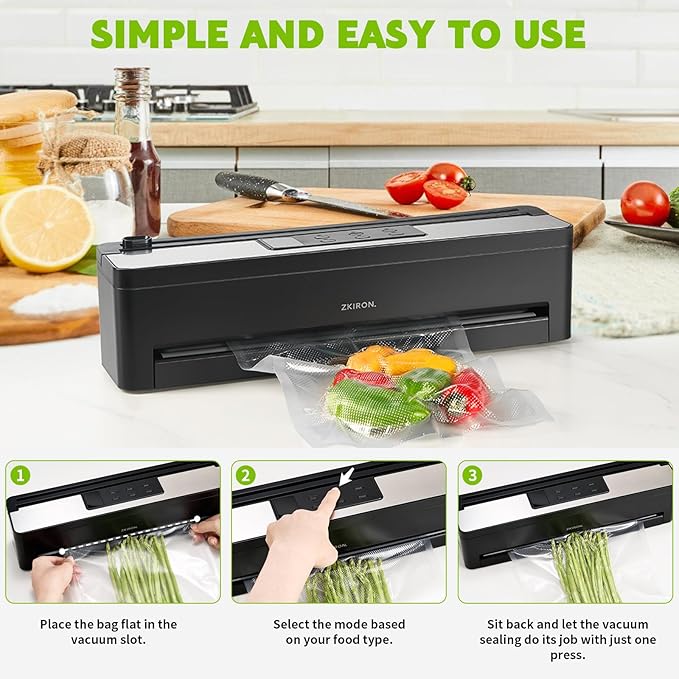 Multi Vacuum Sealer Set - 6 Sealing Modes for Meal Prep, Sous Vide, Dry & Moist Foods, Perfect for Long-Term Food Storage and Freshness Preservation (with Wine Saver & 10 Pre-Cut Bags)