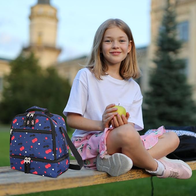 Tilami Lunch Bags Insulated Adjustable Strap Zipper, Water-Resistant Cooler Bags, Bento Bags for Kids Toddlers, Baseball