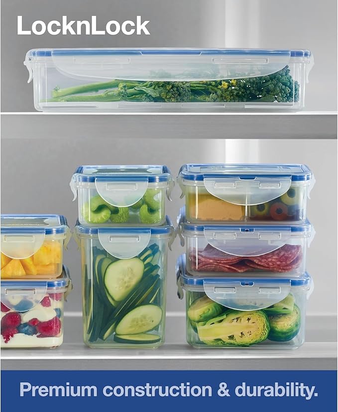 LOCK & LOCK Easy Essentials Food Storage lids/Airtight containers, BPA Free, 54 Ounce, Clear