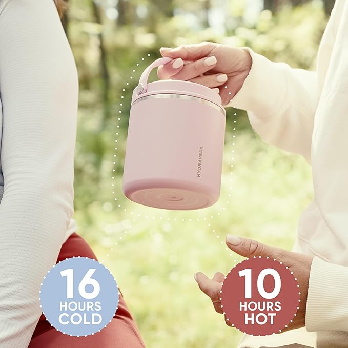 Hydrapeak 25oz Stainless Steel Vacuum Insulated Thermos Food Jar | Thermos for Hot Food and Cold Food, Wide Mouth Leak-Proof Soup Thermos for Adults, 10 Hours Hot and 16 Hours Cold (Fuchsia)