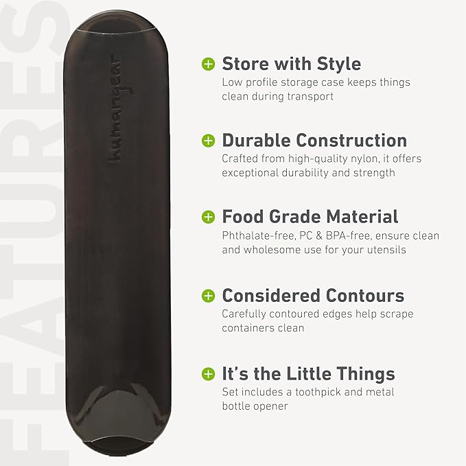 humangear GoBites Trio - Travel & Camping Utensils - Portable & Convertible Dining Ware - Multi-Functional Knife, Fork, Spoon & Toothpick, Gray