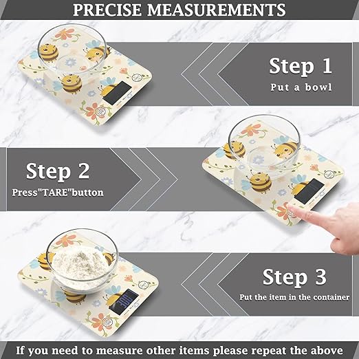 Food Scale Kitchen Scale Food Scales Digital Weight Grams and Ounces Small Electronic Food Scale for Baking Cooking Bee