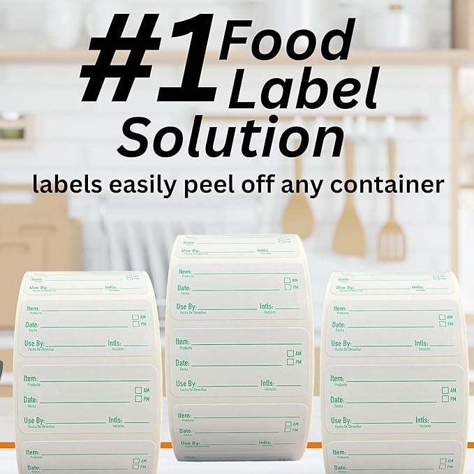 2x1 Food Labels - Kitchen & Freezer Stickers (500)