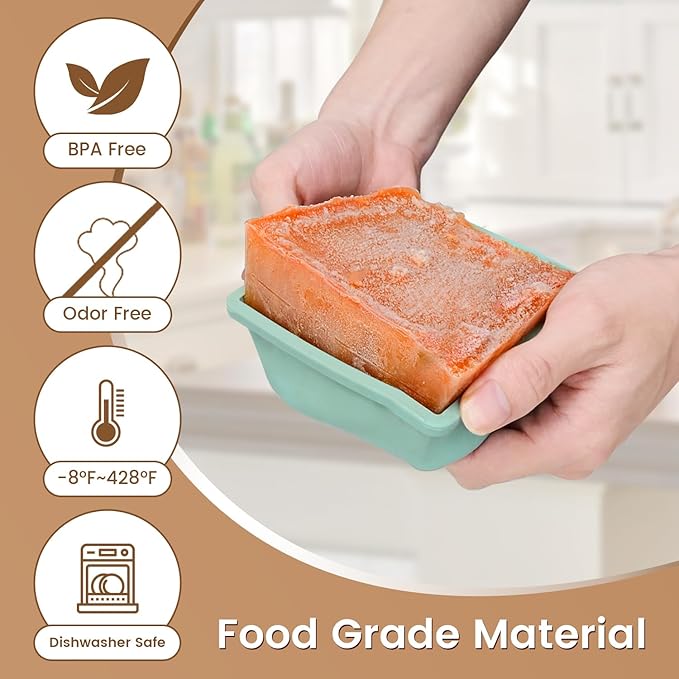 Silicone Freezer Tray for Soup Ice Cubes: 2-Cup Freezing Tray with Lid for Meal Prep - 4Pack Silicon Soup Portion Freeze Tray Make Stock Souped Ice Cube