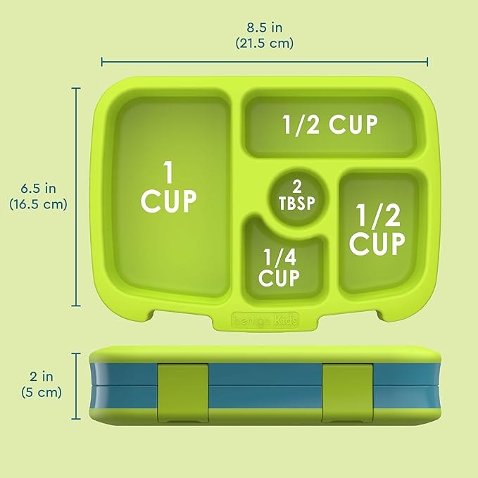 Bentgo Kids Prints Leak-Proof, 5-Compartment Bento-Style Kids Lunch Box - Ideal Portion Sizes for Ages 3-7, Durable, Drop-Proof, Dishwasher Safe, & Made with BPA-Free Materials (Submarine)