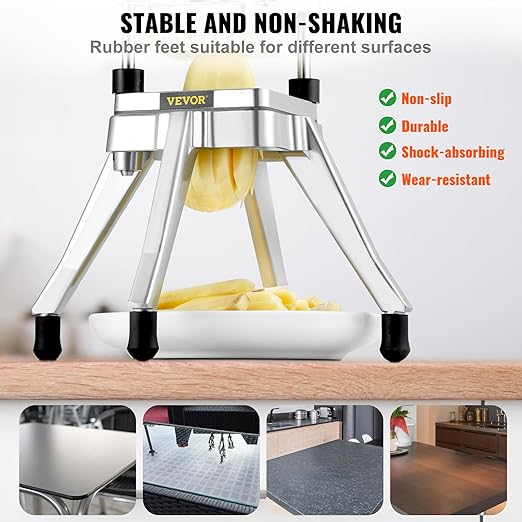 VEVOR Commercial Vegetable Fruit Chopper 1/4" Blade Heavy Duty Professional Food Dicer Kattex French Fry Cutter Onion Slicer Stainless Steel for Tomato Peppers Potato Mushroom
